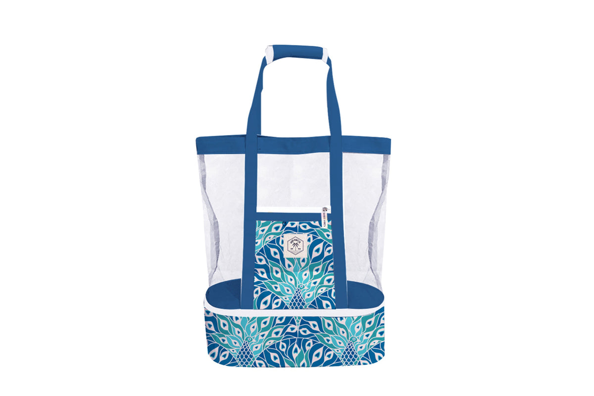 Good Vibes™ 2 in 1 Insulated Beach Cooler Bag, 2 Compartments, Mesh Top, Zipped Pocket - Havana - view 5