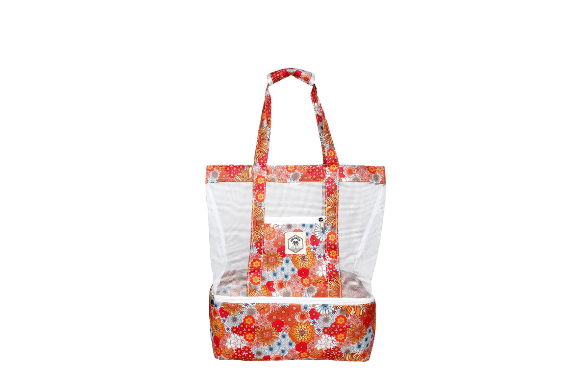 Good Vibes™ 2 in 1 Insulated Beach Cooler Bag, 2 Compartments, Mesh Top, Zipped Pocket - Havana - view 4