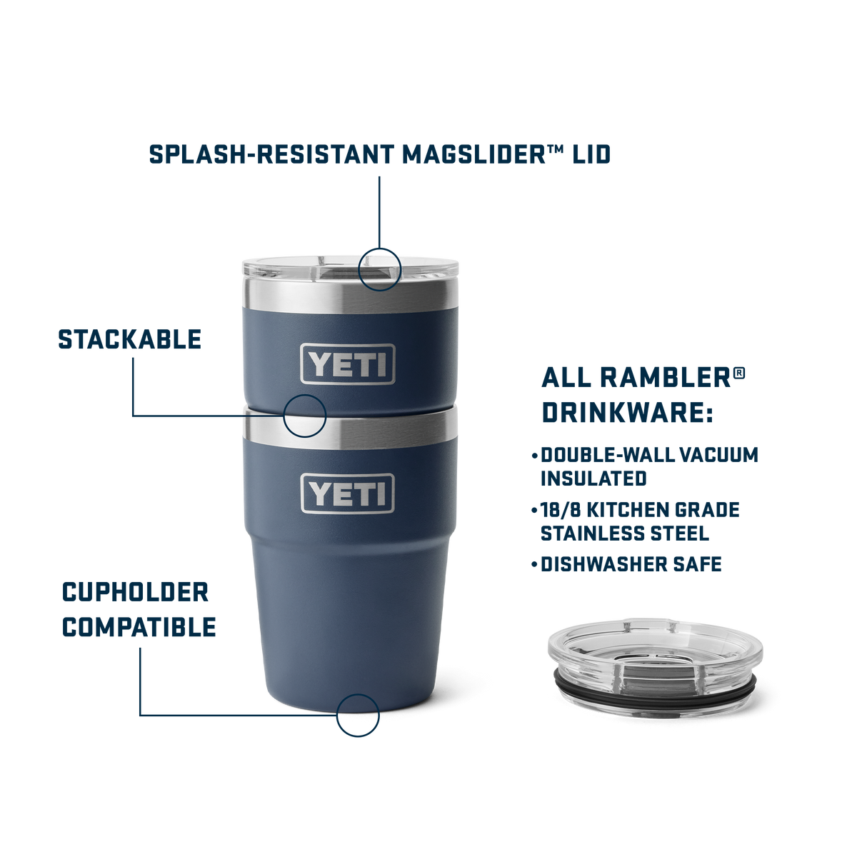 Rambler 16 oz (473 ml) Stackable Cup - Navy