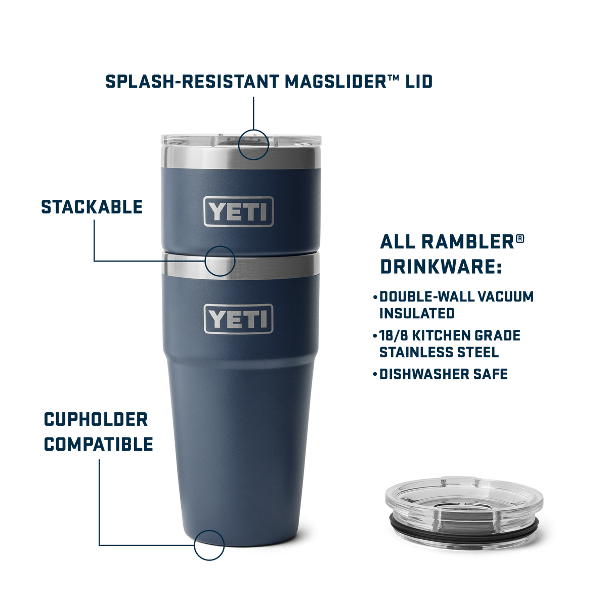 Rambler 20 oz (591 ml) Stackable Cup - Navy