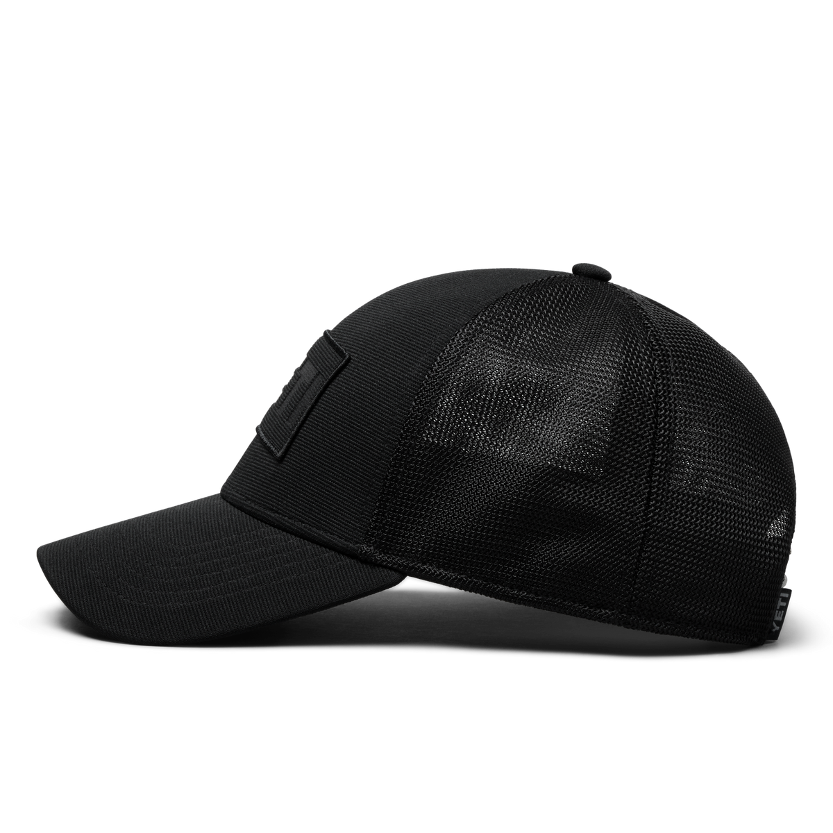 YETI Logo Patch Low Pro Trucker Hat Black - side view