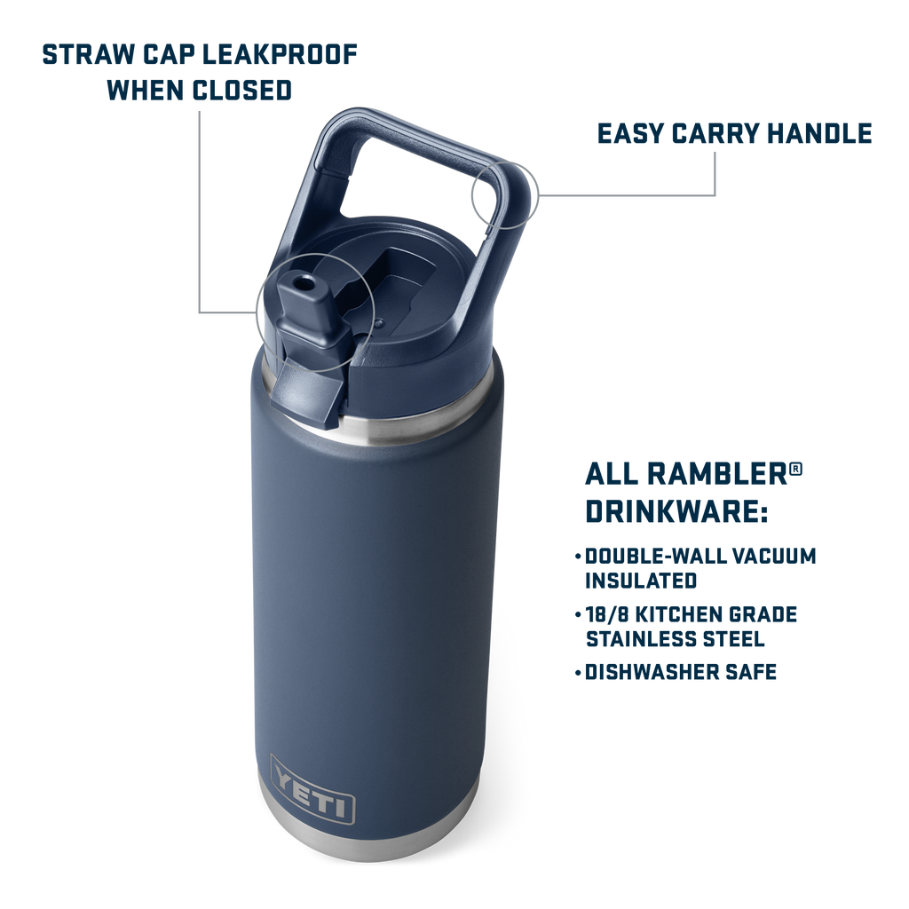 Rambler 26 oz (769 ml) Straw Bottle - Navy - straw