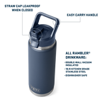 Rambler 26 oz (769 ml) Straw Bottle - Navy - straw