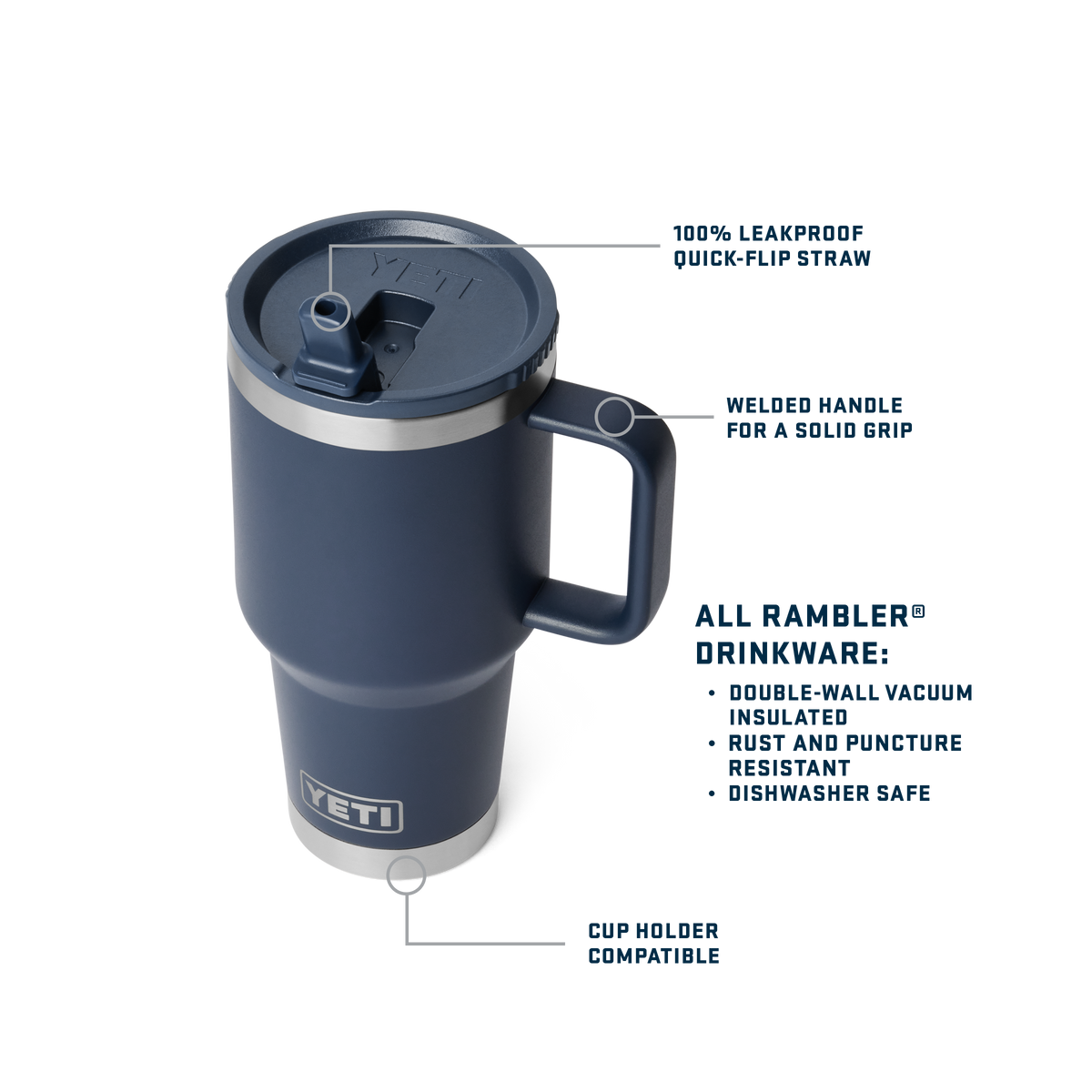 Rambler 30 oz (887 ml) Travel Straw Mug - Navy