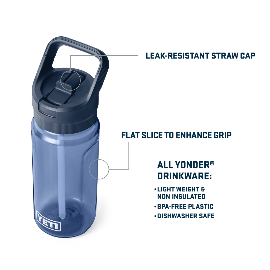 Yonder 600 ml Water Bottle - Navy - straw