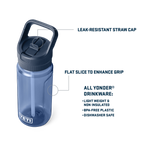 Yonder 600 ml Water Bottle - Navy - straw