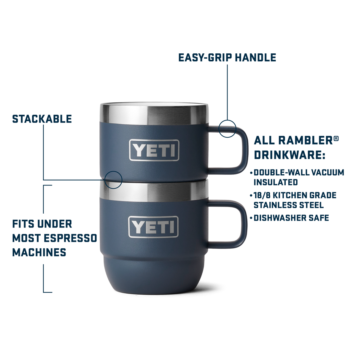 Rambler 6 oz (177 ml) Stackable Mugs - Navy