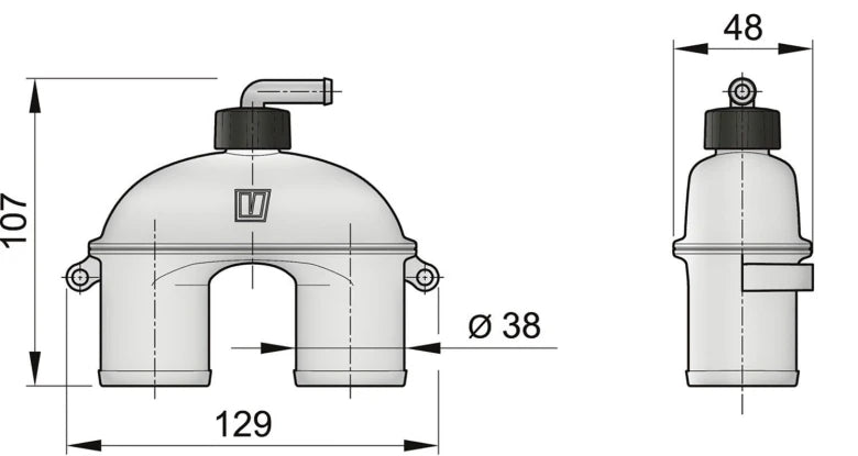 VETUS Anti Syphon device with hose (incl. 2 m hose and skin fitting), for Ø 38 mm hose ASD38H - view 2