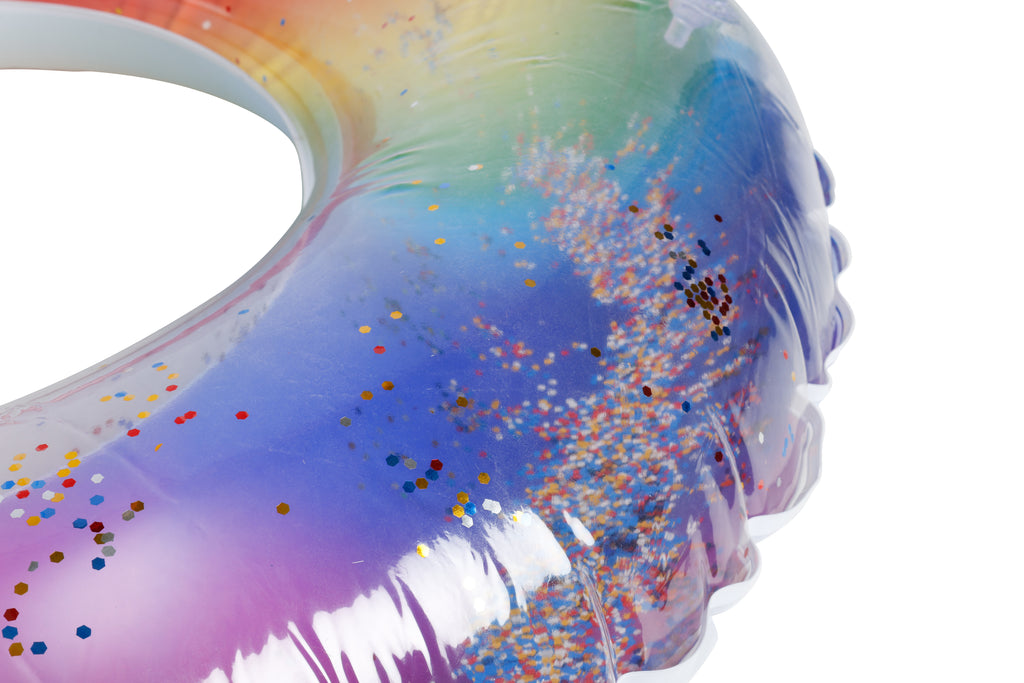 SWIM RING 78CM TRANSPARENT RAINBOW DESIGN WITH GLITTER - view 2