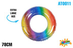 Large Inflatable Swim Ring Rainbow Glitter 78cm - view 6