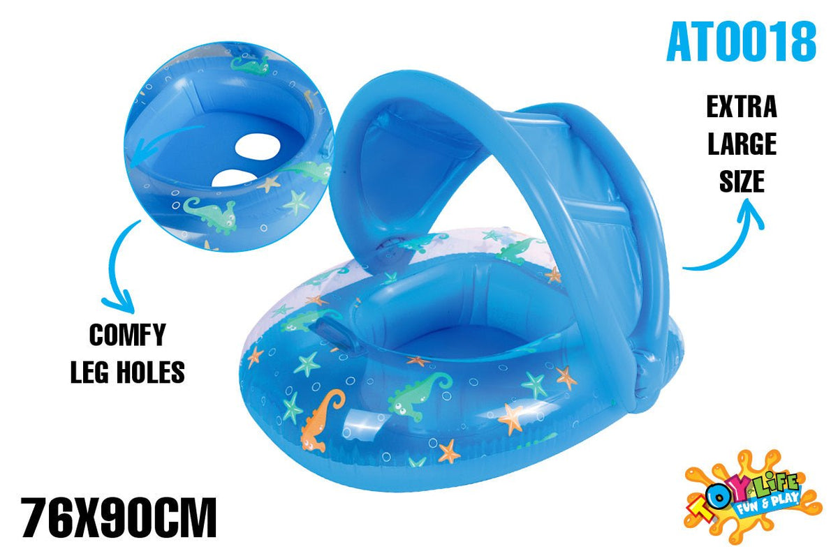 Inflatable Sealife Baby Float with Canopy Blue 90x76cm - Age 1-2yrs - view 2