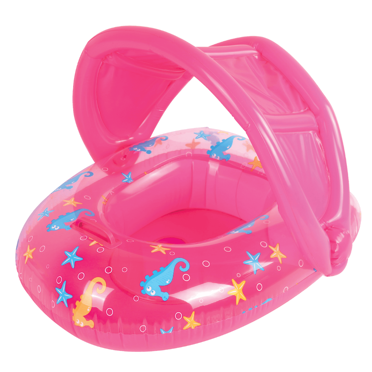 Inflatable Sealife Baby Float with Canopy Pink 90x76cm - Age 1-2yrs - view 3