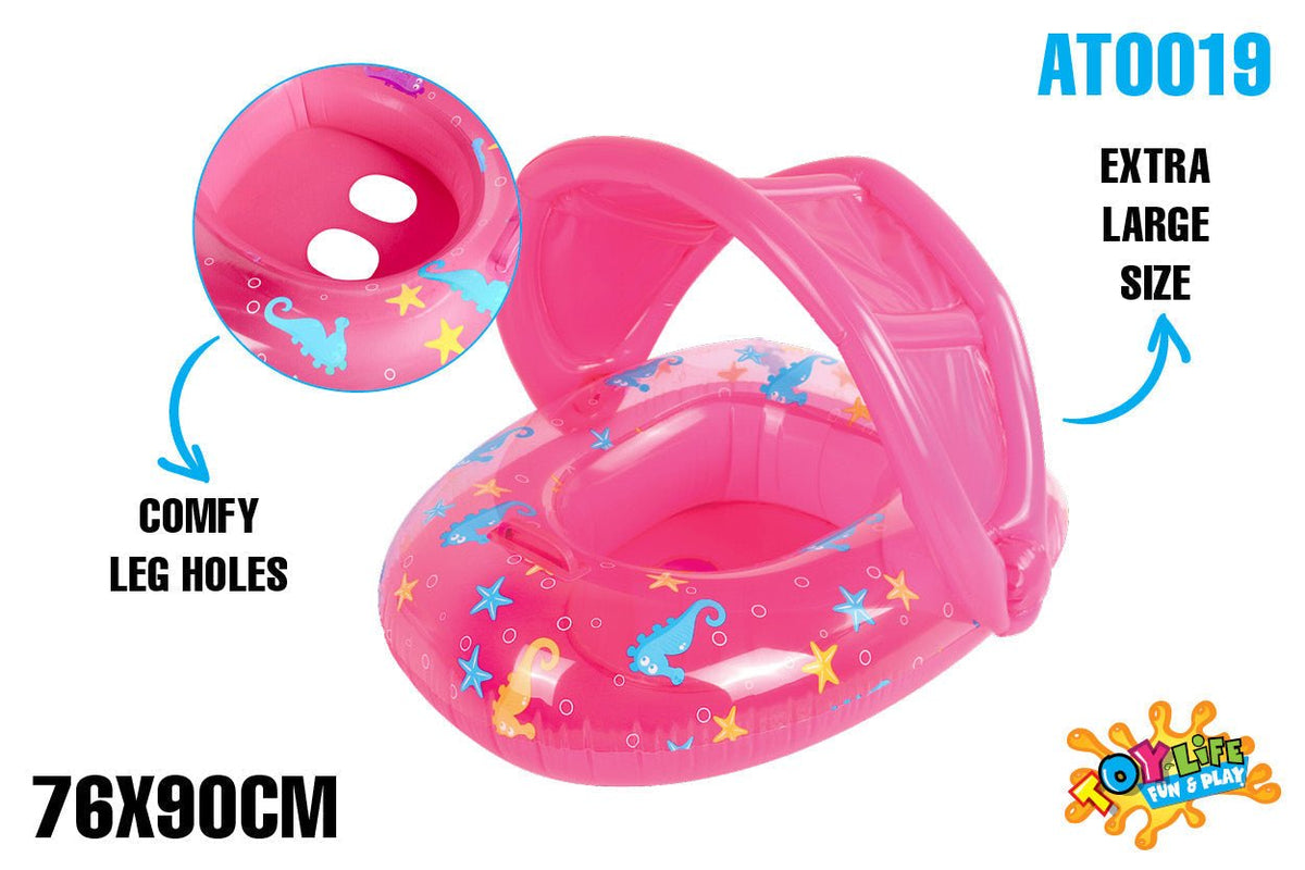 Inflatable Sealife Baby Float with Canopy Pink 90x76cm - Age 1-2yrs - view 4
