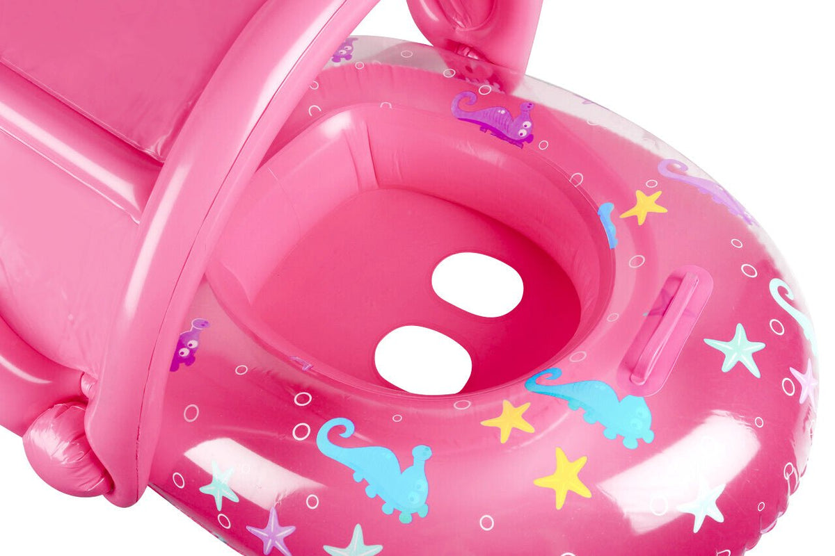 Inflatable Sealife Baby Float with Canopy Pink 90x76cm - Age 1-2yrs - view 2