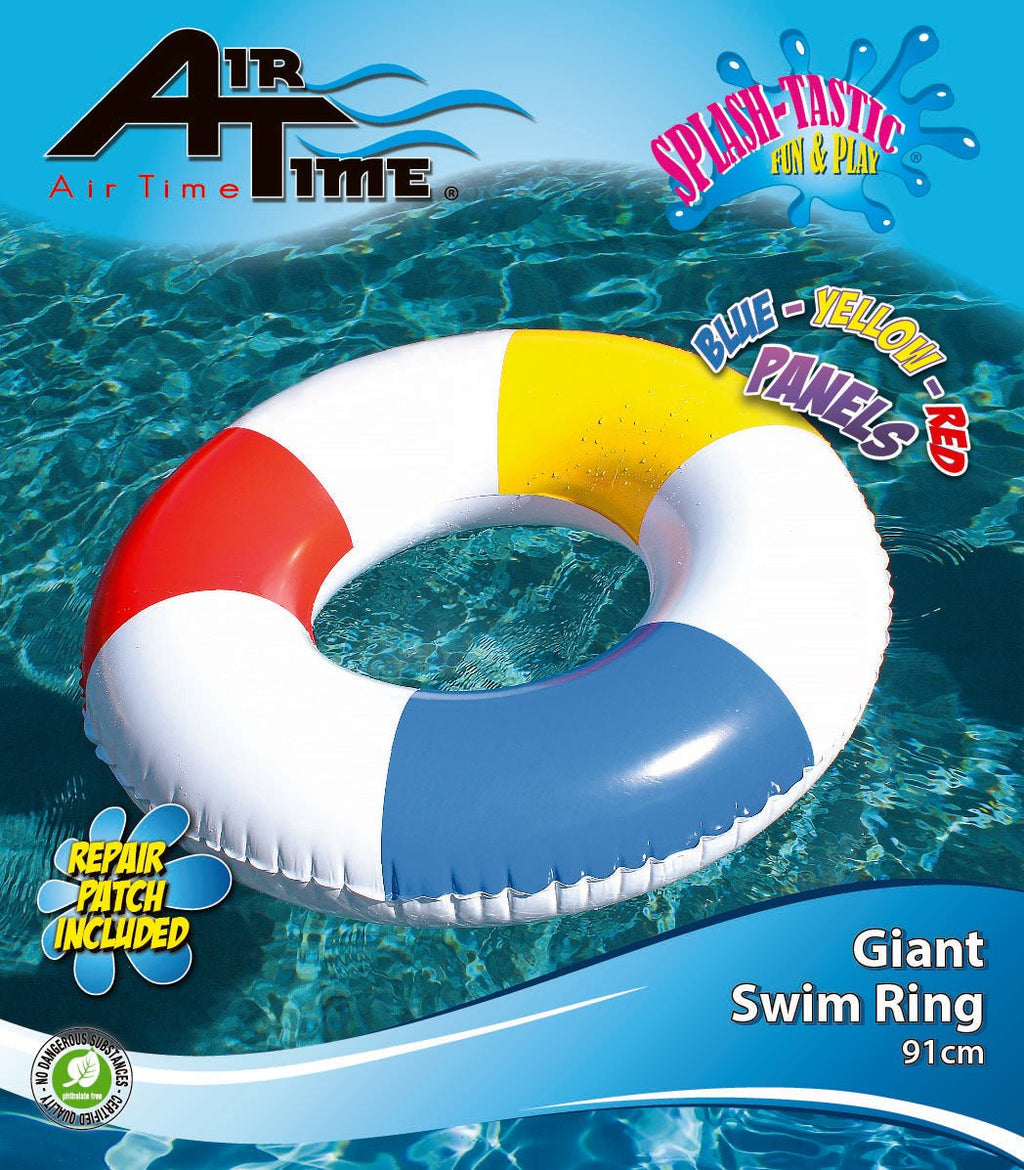SWIM RING 80CM WHITE WITH RED BLUE YELLOW STRIPE - view 3