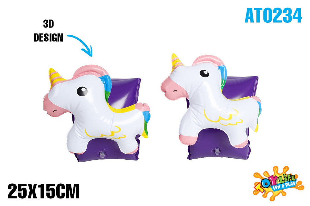 Inflatable 3D Unicorn Design Armbands Set of 2 - Ages 3-6yrs 25x15cm - view 2