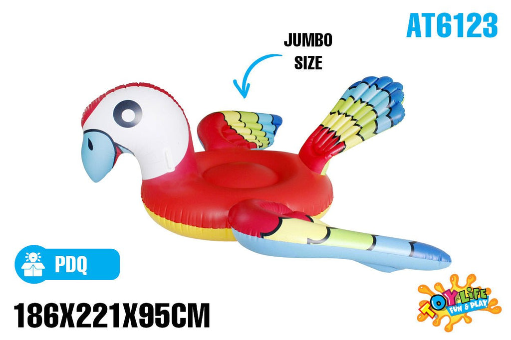 Inflatable Giant Parrot Float with Handles 186x221x95cm - Ages 6+ - view 4