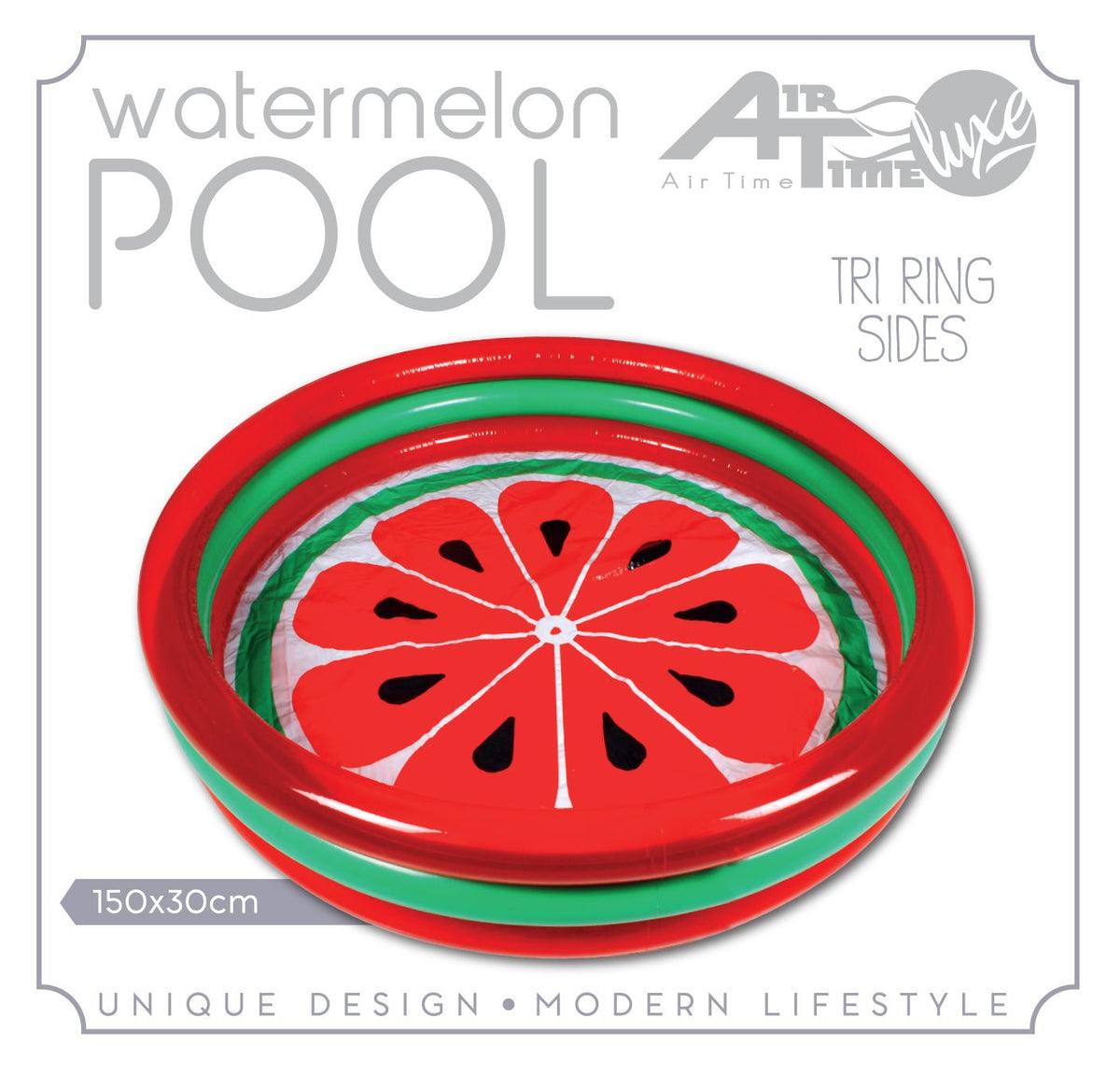 Inflatable 3 Ring Watermelon Kiddies Pool 155x25cm - Ages 3+ - view 2