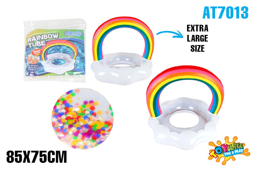 Extra Large Inflatable Rainbow Swim Ring 85x75cm - Ages 6+ - view 4