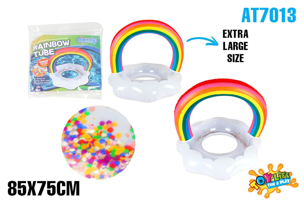 Extra Large Inflatable Rainbow Swim Ring 85x75cm - Ages 6+ - view 4