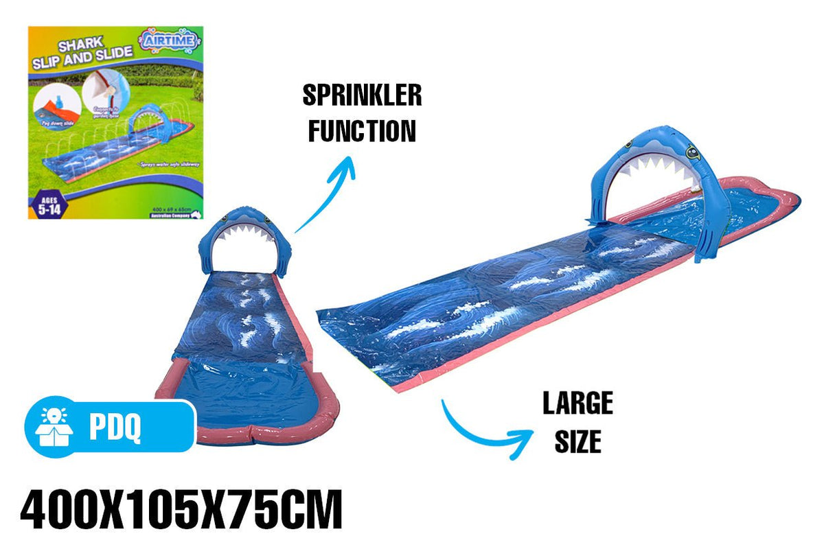 Shark Slip and Slide Water Game 4m, Sprays Water, Connects to Hose Ages 5-14yrs - view 4