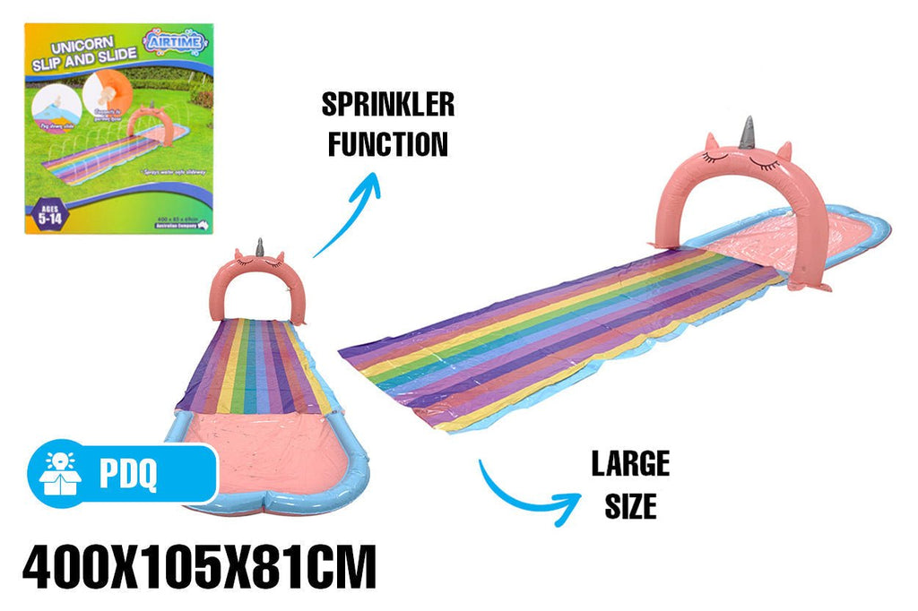 AirTime™ Unicorn Slip and Slide Water Game 4m, Sprays Water, Connects to Hose Ages5-14yrs - view 4