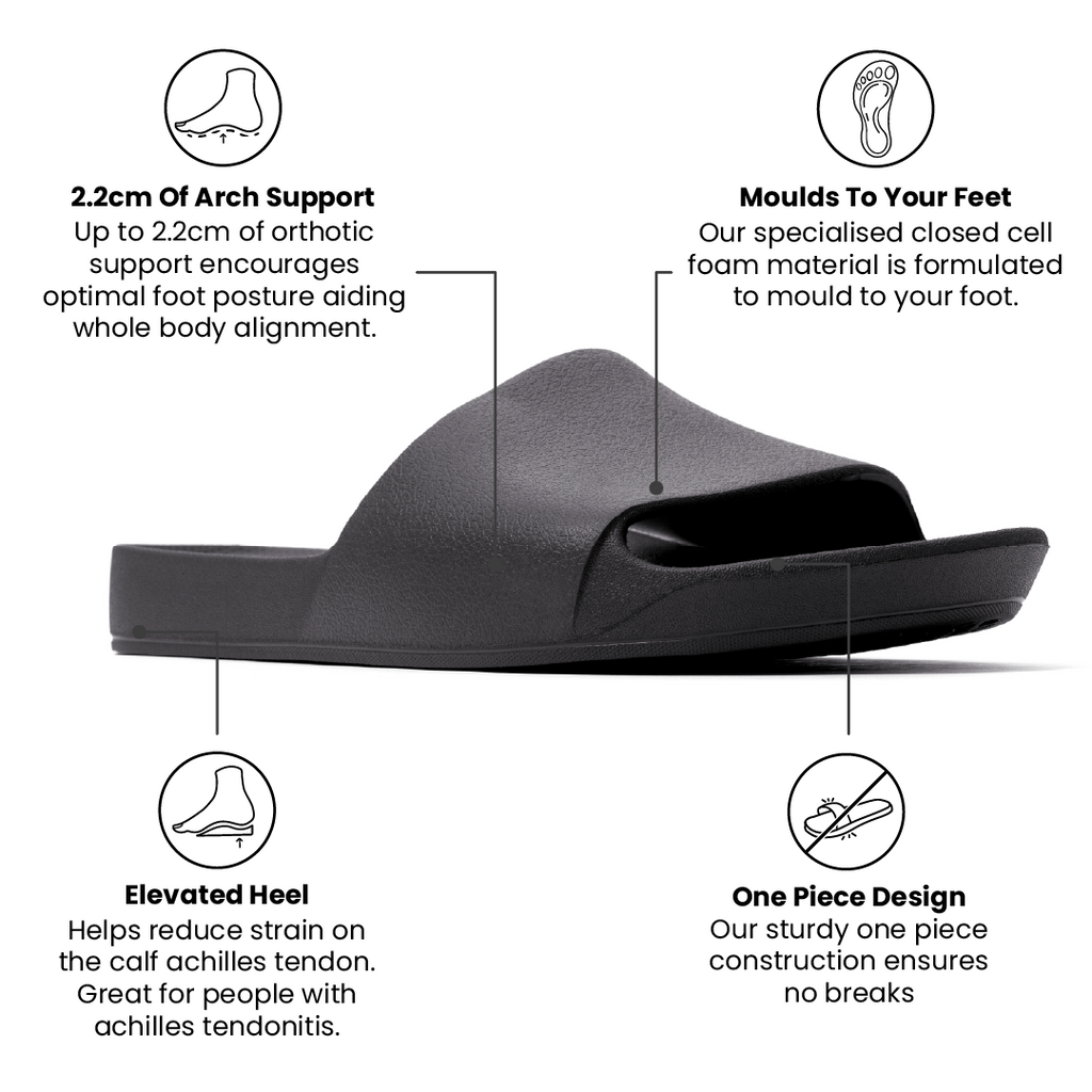 Archies Arch Support Slides - Classic - Black