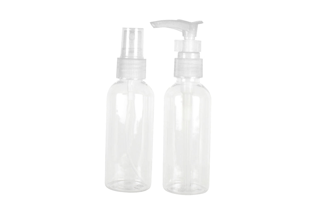 Travel Bottle Set with Pump and Spray, 2pce