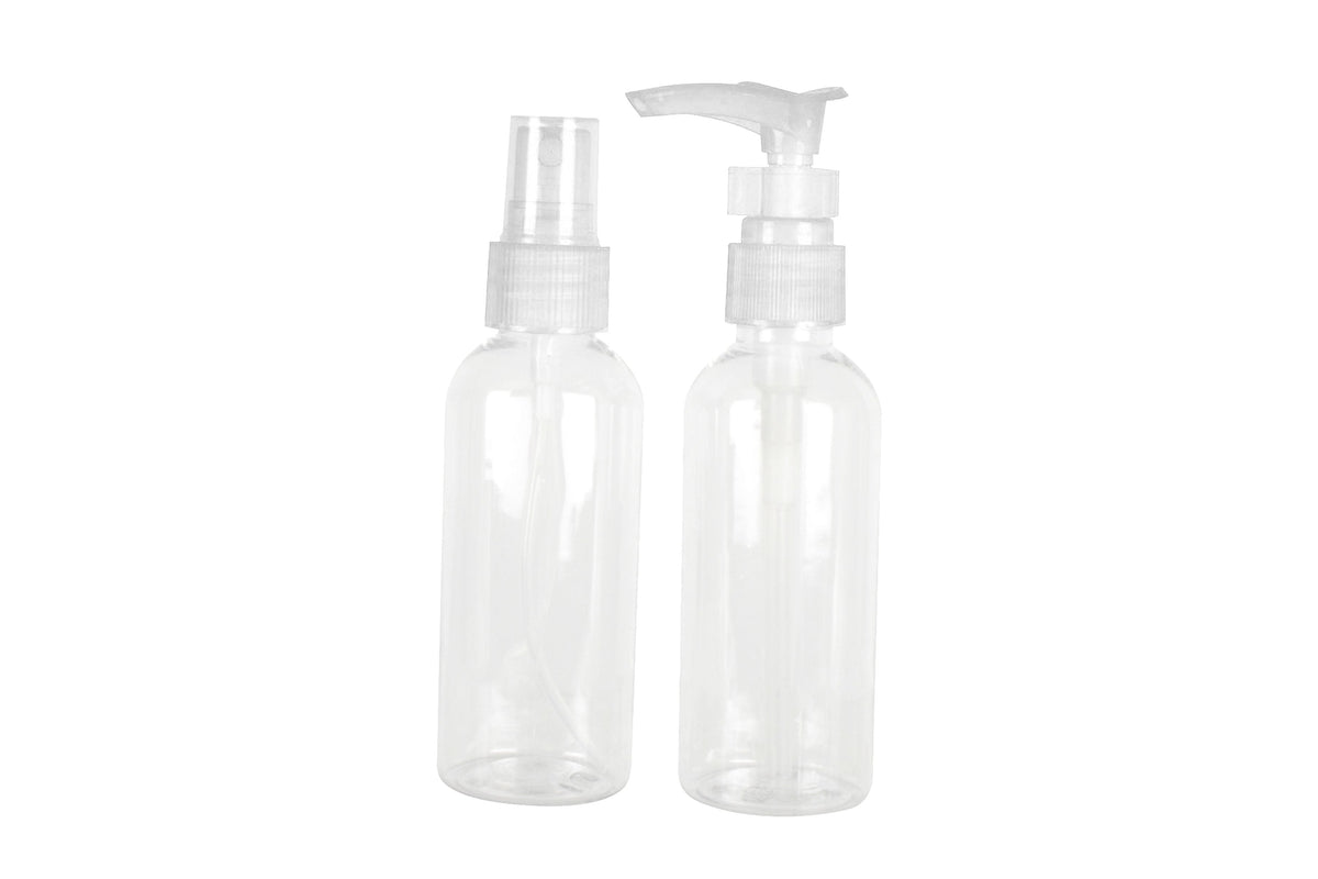 Travel Bottle Set with Pump and Spray, 2pce
