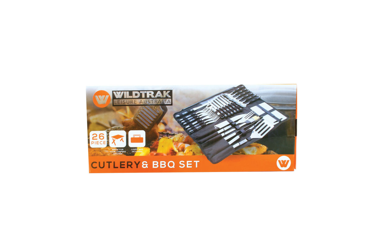 26 Piece Stainless Steel Cutlery and BBQ Set in Canvas Wrap with Handles - view 8