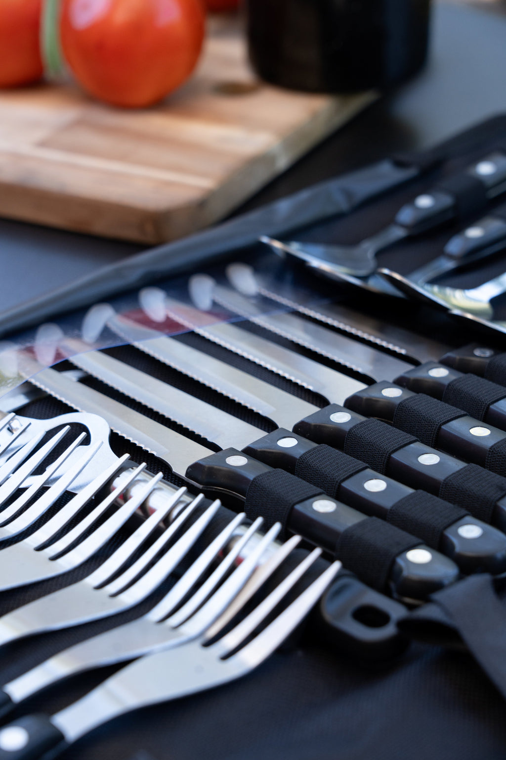 26 Piece Stainless Steel Cutlery and BBQ Set in Canvas Wrap with Handles - view 3