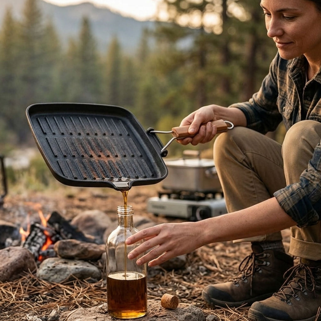 Wildtrak Cast Iron Pre-Seasoned Skillet/Grill Pan with Wooden Handle 24X24cm - view 3
