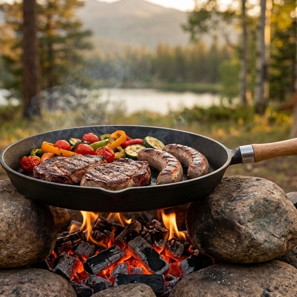 Wildtrak 29cm Round Pre-seasoned Cast Iron Skillet/Grill Pan with Wooden Handle - view 3