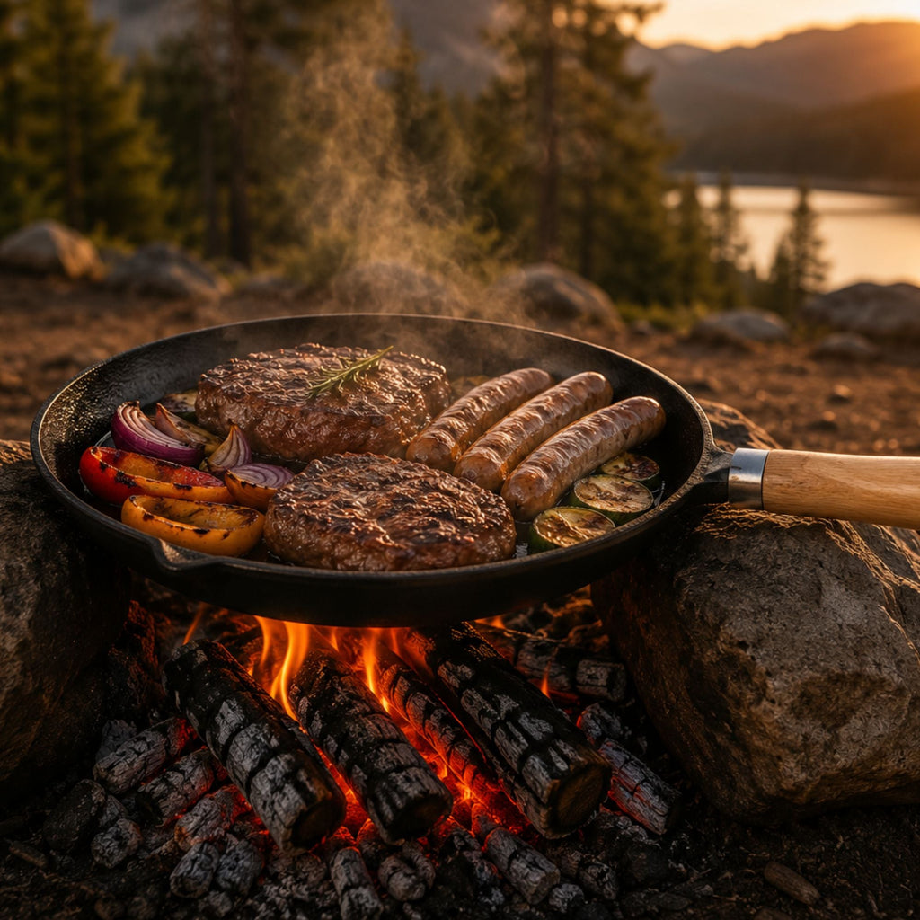 Wildtrak 29cm Round Pre-seasoned Cast Iron Skillet/Grill Pan with Wooden Handle - view 4