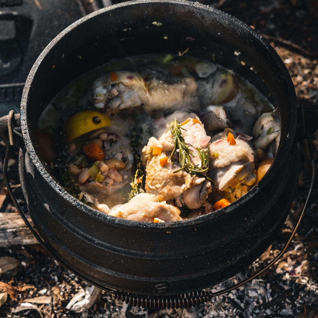 Wildtrak 8L Cast-Iron Pre-Seasoned Potjie Pot with 3 Feet, Spiral Bail Handle, and Wooden Box - view 4