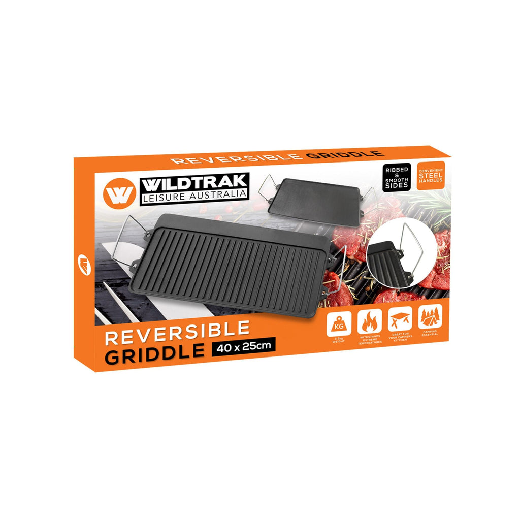 Wildtrak Reversible Cast-Iron Griddle with Handles 40x25cm, Pre-Seasoned - view 3