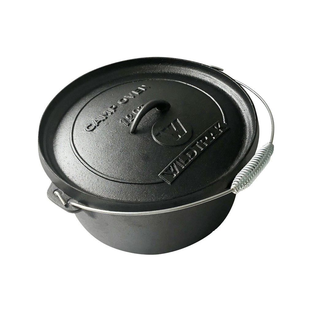 Wildtrak 12 Quart Heavy-duty Round Camp Oven with Lip and Handle, Pre-Seasoned