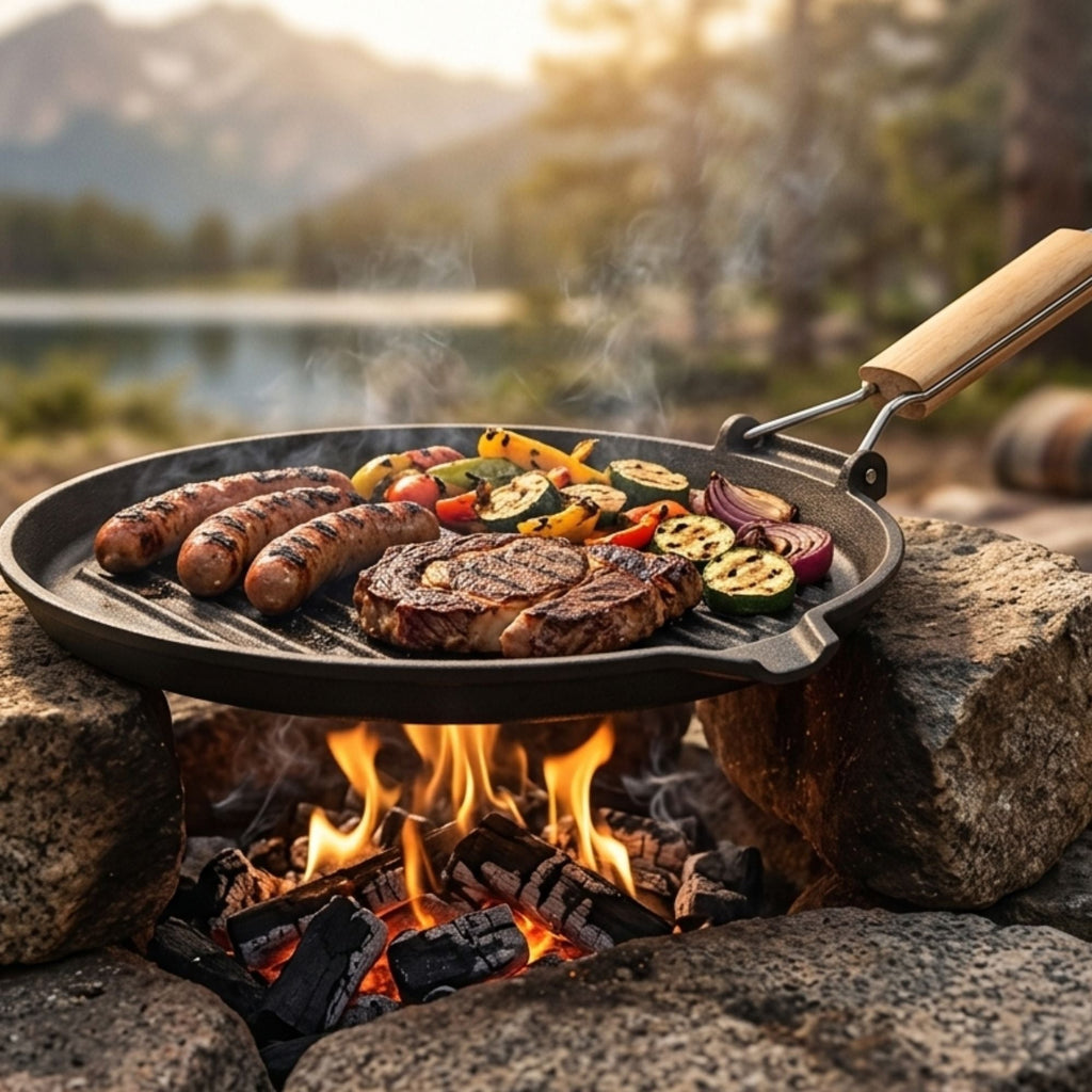 Wildtrak 24cm Round Cast Iron Pre-Seasoned Skillet/Grill Pan with Wooden Handle - view 2