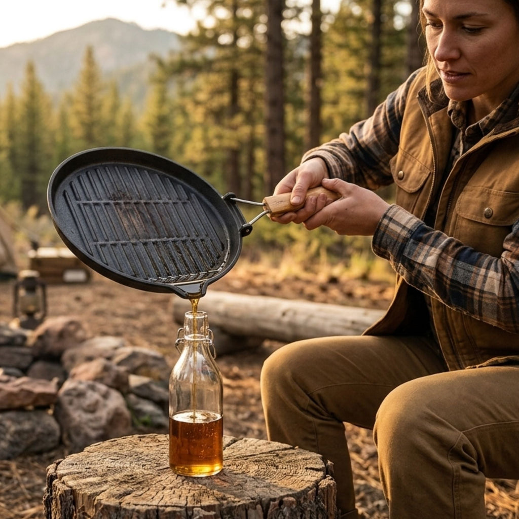 Wildtrak 24cm Round Cast Iron Pre-Seasoned Skillet/Grill Pan with Wooden Handle - view 3