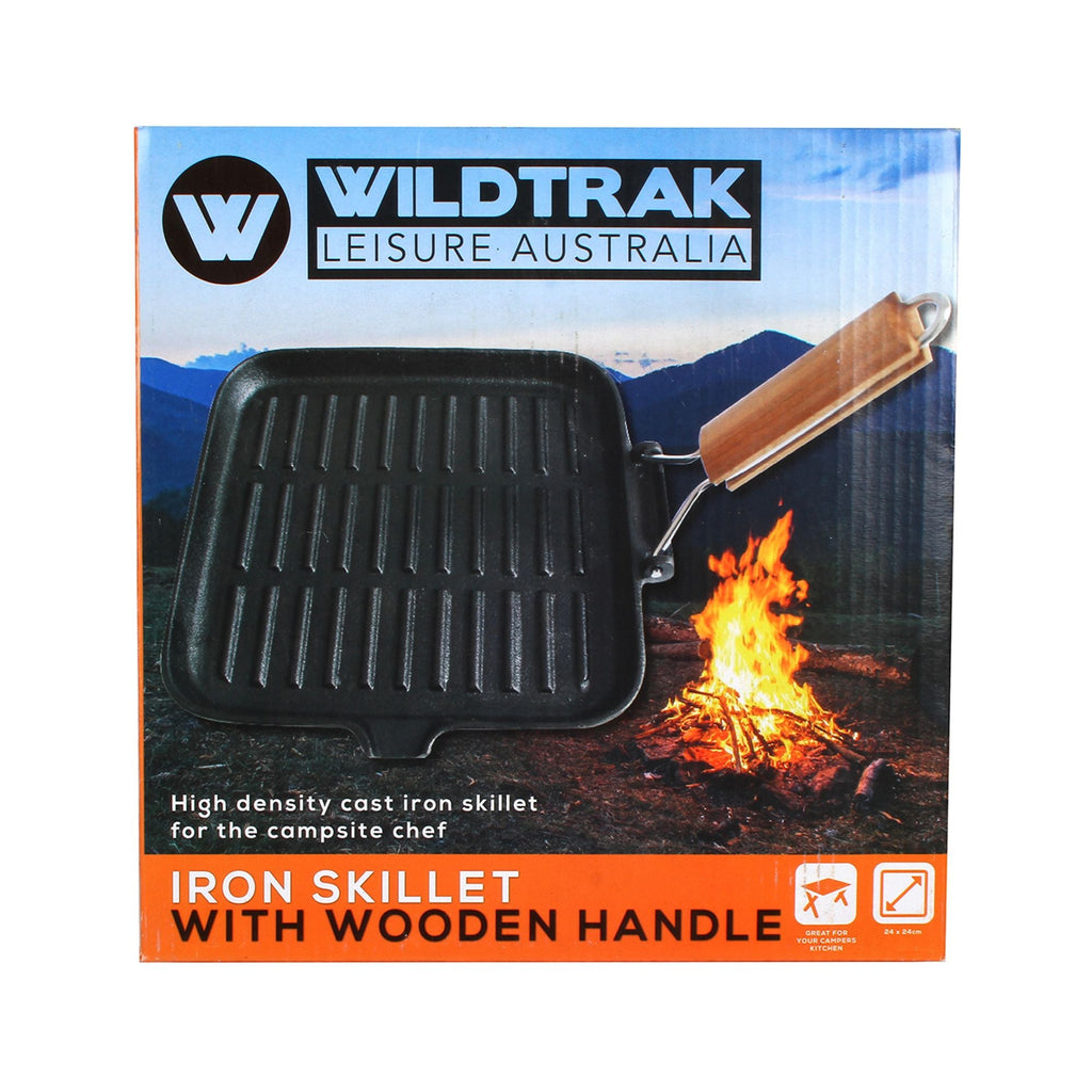 Wildtrak Cast Iron Pre-Seasoned Skillet/Grill Pan with Wooden Handle 24X24cm - view 5