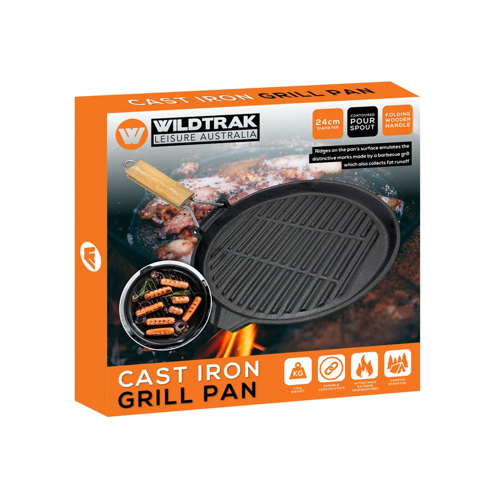 Wildtrak 24cm Round Cast Iron Pre-Seasoned Skillet/Grill Pan with Wooden Handle - view 6