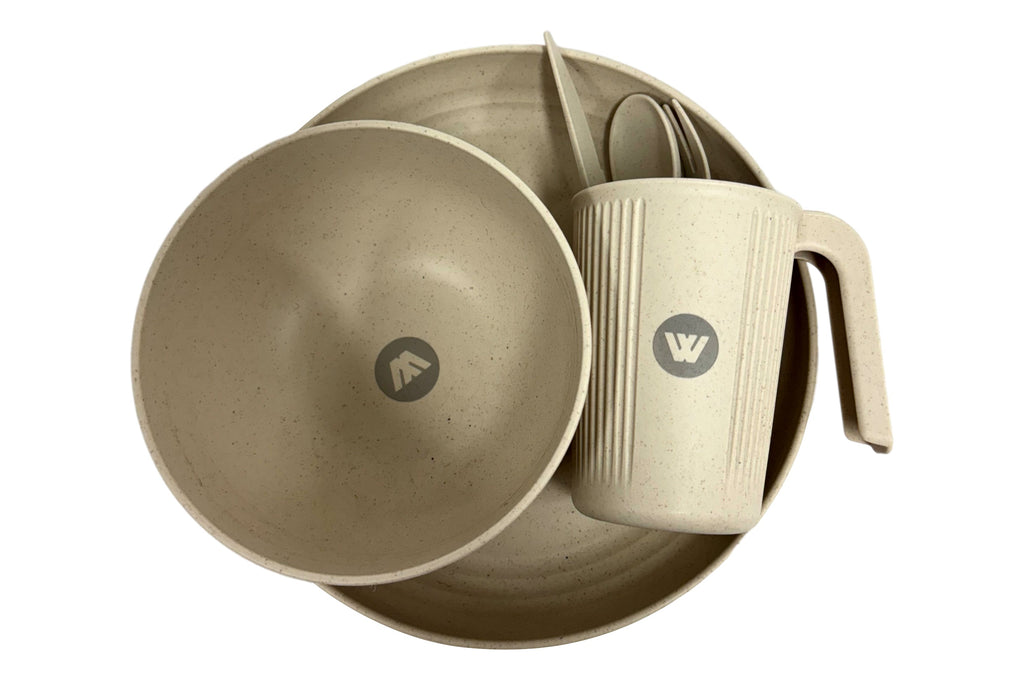 Wildtrak 6pc 1-Person Wheat Straw Dinner Set – Beige or Blue - view 18