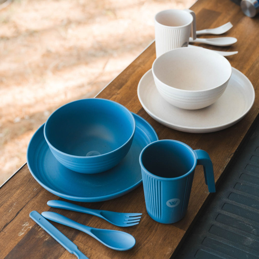 Wildtrak 6pc 1-Person Wheat Straw Dinner Set – Beige or Blue - view 2