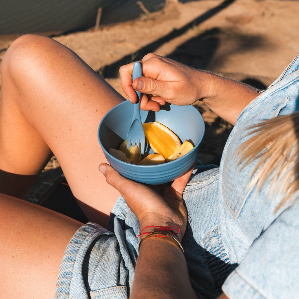 Wildtrak 6pc 1-Person Wheat Straw Dinner Set – Beige or Blue - view 7