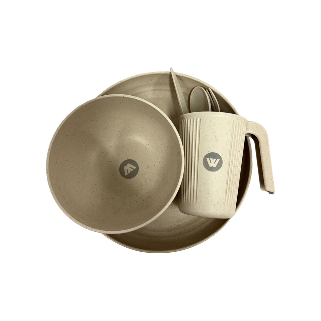 Wildtrak 6pc 1-Person Wheat Straw Dinner Set – Beige or Blue - view 13