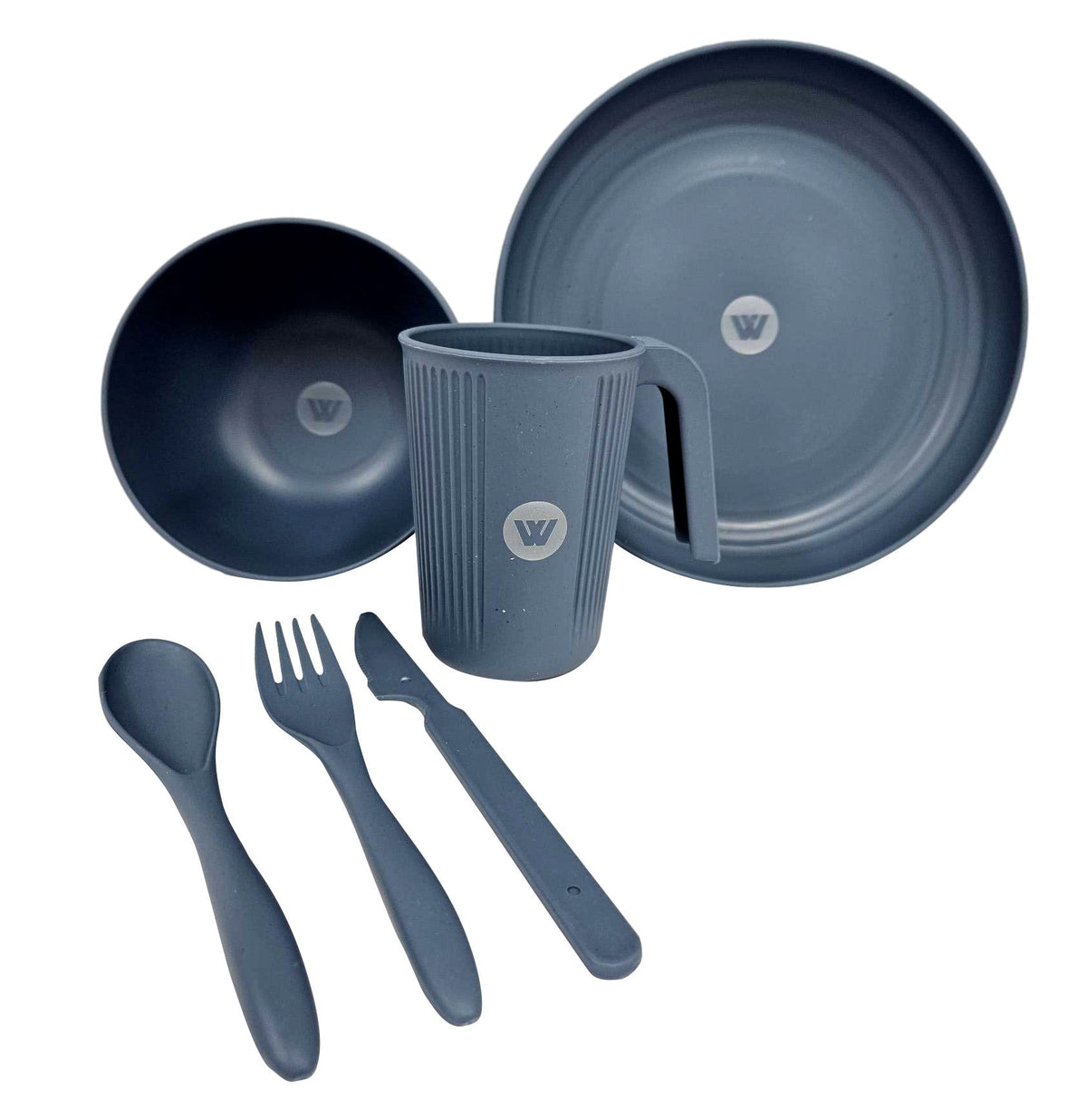 Wildtrak 6pc 1-Person Wheat Straw Dinner Set – Beige or Blue - view 14