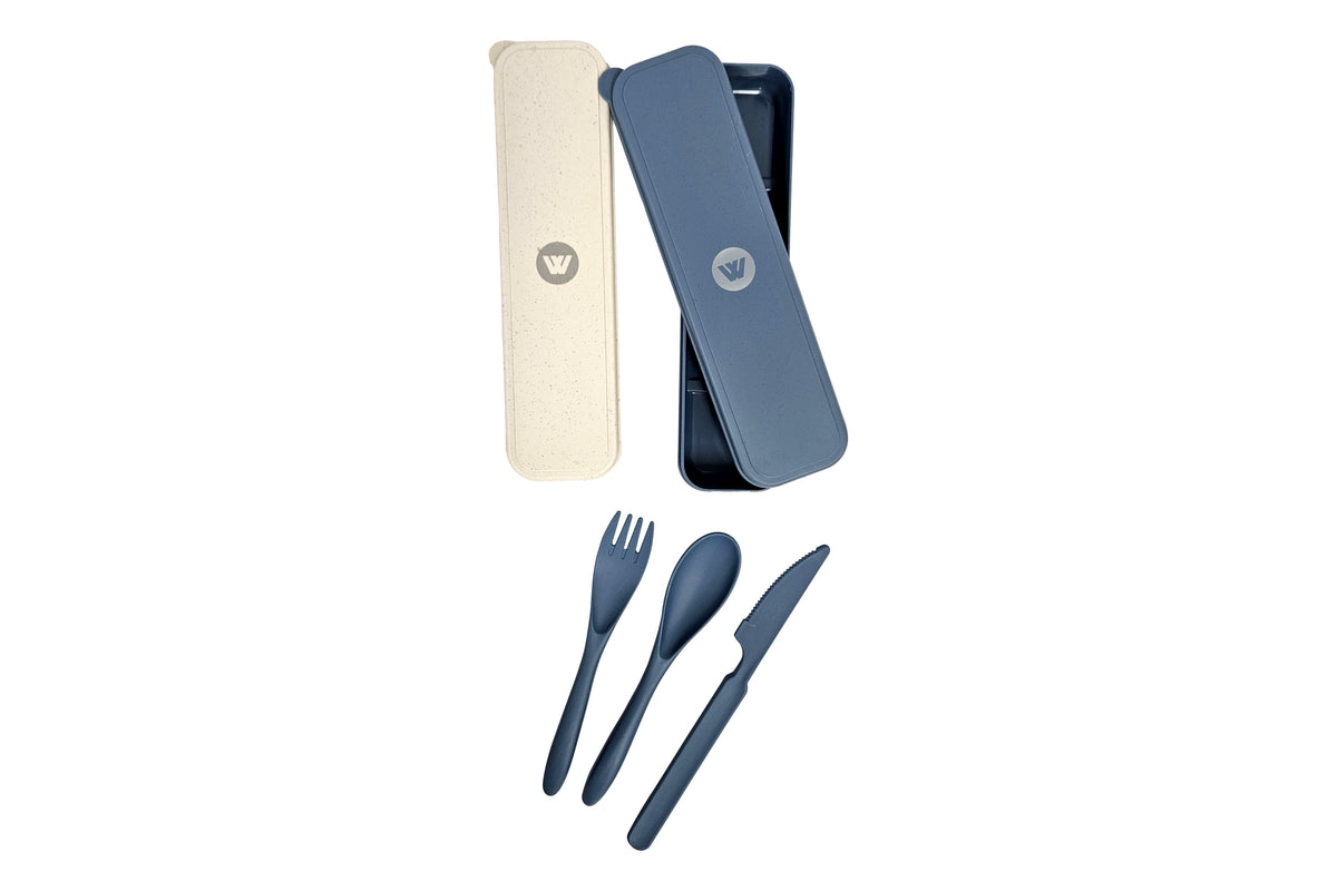 Wildtrak 4 Piece Wheat Straw Cutlery Set in Case - Blue or Beige - view 21