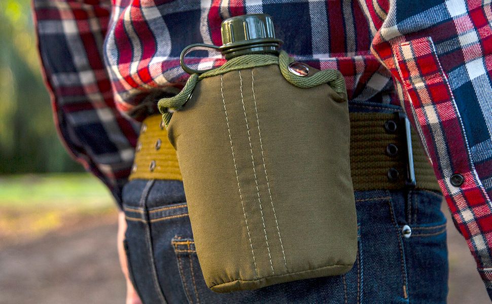 Wildtrak 1-Quart Water Canteen with Cover - Military Green - view 9