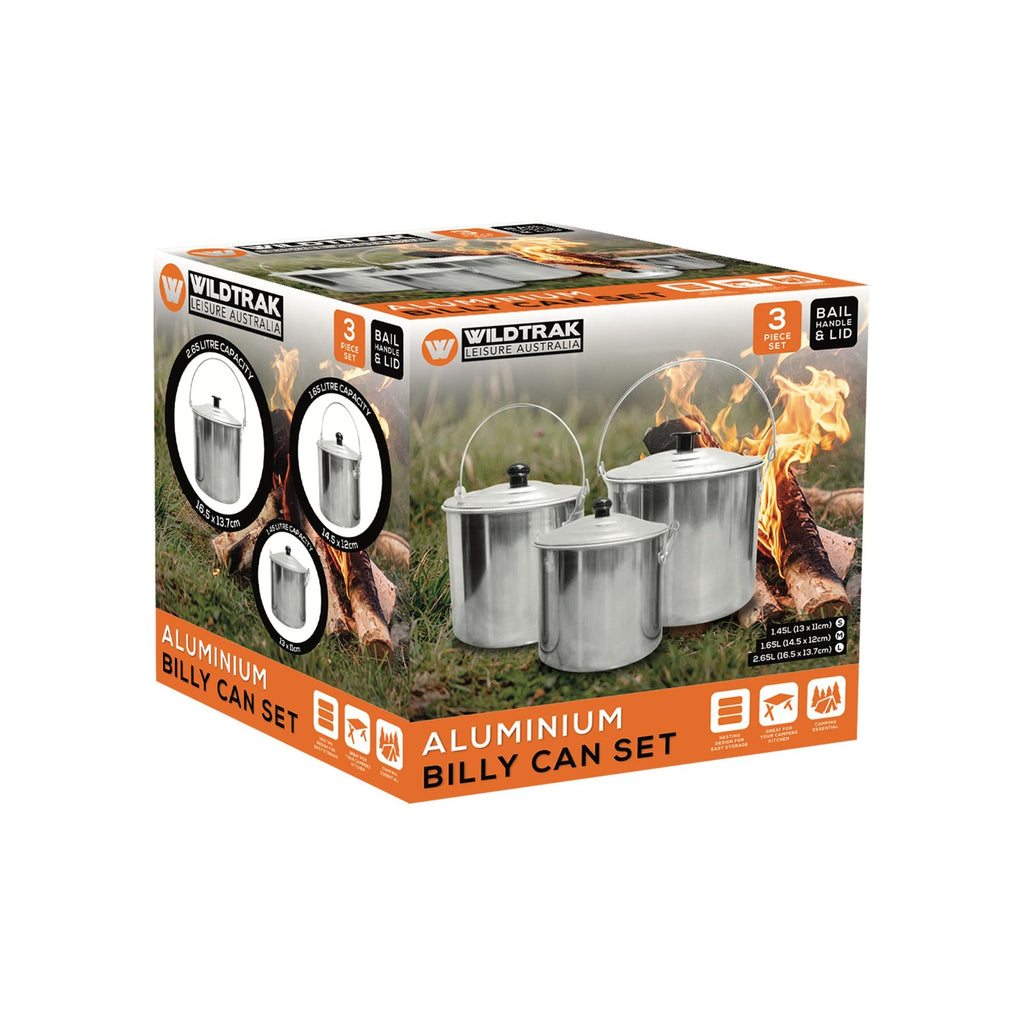 Wildtrak 3pc Aluminium Billy Can Set with Handles - view 6