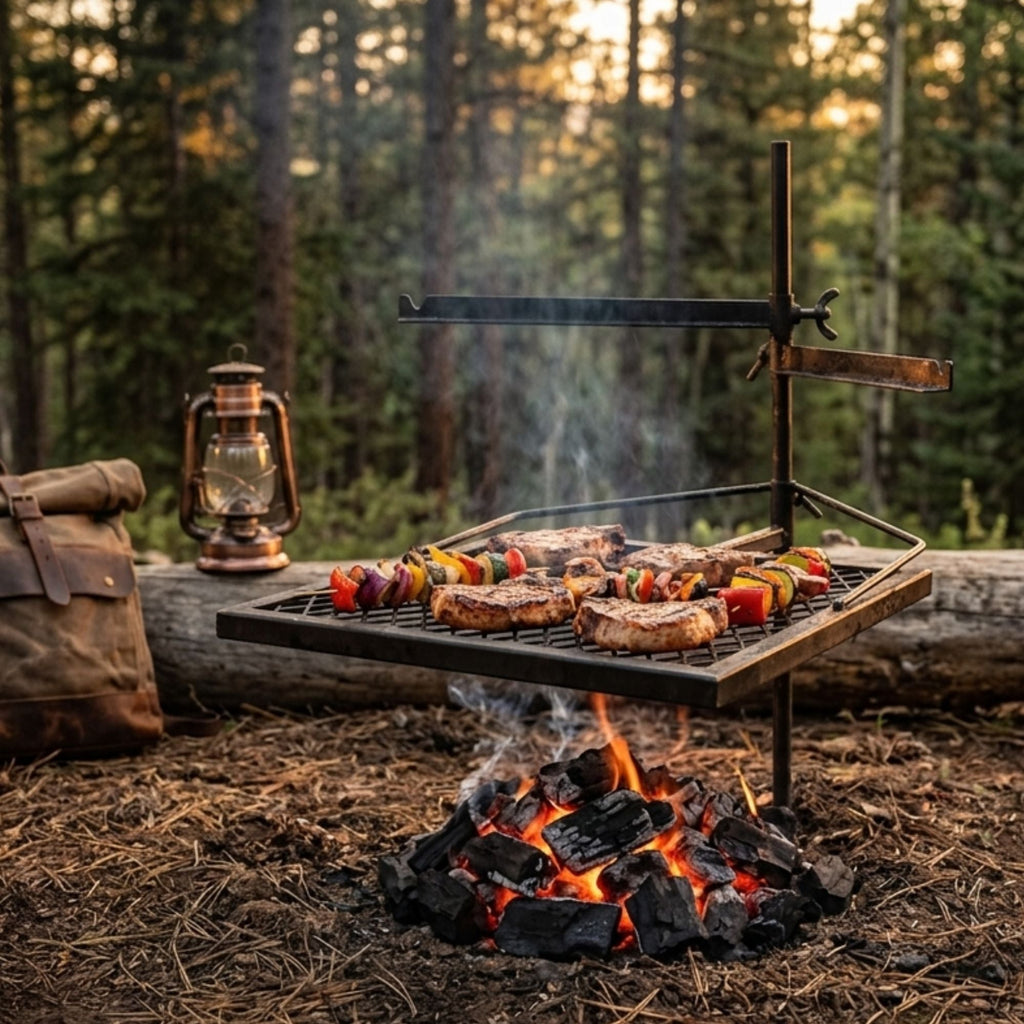 Wildtrak Heavy-duty Adjustable Frontier Cooking Grill Combo 70x60x40cm - view 2